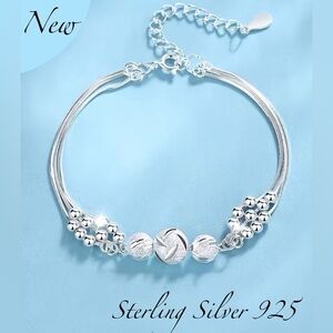 Elegant Sterling Multi Layer, Frosted Bead Bracelet ~New~